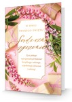 Karnet B6 serdeczne życzenia, różowe kwiaty