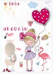 Karnet Urodziny z naklejaną cyfrą, dziewczynka DK-671