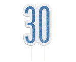 Świeczka piker "30" niebieska