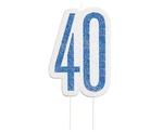 Świeczka piker "40" niebieska