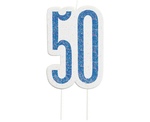 Świeczka piker "50" niebieska