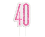 Świeczka piker "40" różowa