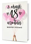 Karnet B6 18-te urodziny, bukiet balonów