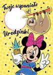Karnet z naklejaną cyfrą Minnie Mouse