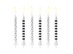 Świeczki urodzinowe kropki i paski biało-czarne 6,5cm op.6 szt