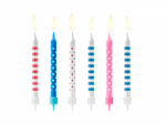 Świeczki urodzinowe kropki i paski 6,5cm op.6 szt