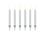 Świeczki urodzinowe srebrne 6cm op.6 szt