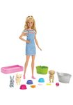 Barbie - Zestaw kąpiel zwierzaków + lalka