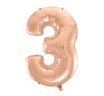Balon foliowy cyfra "3" różowo-złota 92cm