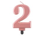 Świeczka urodzinowa "2" różowo-złota 8cm