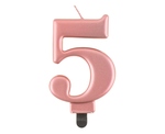 Świeczka urodzinowa "5" różowo-złota 8cm