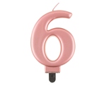 Świeczka urodzinowa "6" różowo-złota 8cm