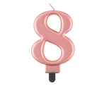 Świeczka urodzinowa "8" różowo-złota 8cm