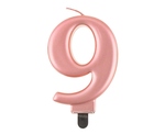 Świeczka urodzinowa "9" różowo-złota 8cm