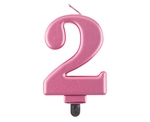 Świeczka urodzinowa "2" różowa 8cm