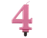 Świeczka urodzinowa "4" różowa 8cm