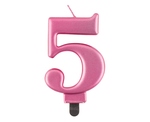 Świeczka urodzinowa "5" różowa 8cm
