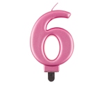 Świeczka urodzinowa "6" różowa 8cm