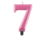 Świeczka urodzinowa "7" różowa 8cm