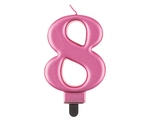 Świeczka urodzinowa "8" różowa 8cm