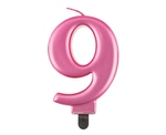Świeczka urodzinowa "9" różowa 8cm