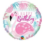 Balon foliowy 18" Birthday Pink Flamingo