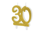 Świeczka urodzinowa złota "30" 7,5cm
