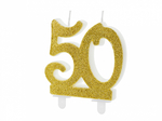 Świeczka urodzinowa złota "50" 7,5cm