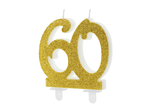 Świeczka urodzinowa złota "60" 7,5cm