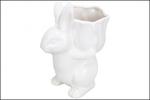 Wielkanocny Zając ceramiczny z osłonką 21,5x15x29cm, biały *