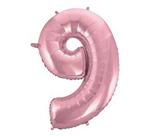 Balon foliowy cyfra "9" jasny róż 92cm