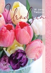 Karnet 3D Urodziny tulipany