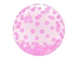 Balon kryształowy rózowe grochy 18"