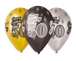 Balon "Happy Birthday 50" 12" op.6szt