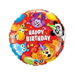 Balon foliowy 18" Happy Birthday party animals