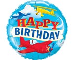 Balon foliowy 18" Happy Birthday samoloty