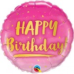 Balon foliowy 18" Happy Birthday różowy