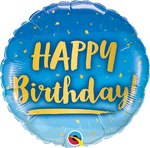 Balon foliowy 18" Happy Birthday niebieskie