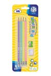 Zestaw ołówki pastelowe z gumką + temperówka + gumka Astra