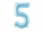 Balon foliowy Cyfra "5", 86cm, jasny niebieski