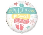 Balon foliowy okragły "Welcome Sweet Baby" 18"