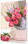 Karnet B6 Urodziny - tulipany i hiacynty w różowej doniczce K.B6-1849