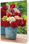 Karnet B6 Urodziny - czerwone róże i hortensje w niebieskich doniczkach K.B6-1853