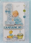 Karnet 1 urodziny, roczek niebieski RR03