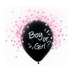 Balony Helium Formula, Boy or Girl, różowe konfetti, 12", op. 4 szt.