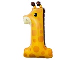 Balon foliowy Żyrafa - cyfra 1, 80 cm