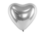 Balony Glossy 30cm, Serca, srebrny: 1op./50szt.