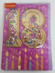 Karnet confetti 18-te urodziny różowe KNF-028