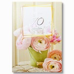 Karnet B6 70 urodziny, kwiaty pudrowy róż silver TS81