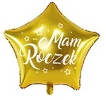 Balon foliowy Gwiazdka - Mam Roczek, 48cm, złoty